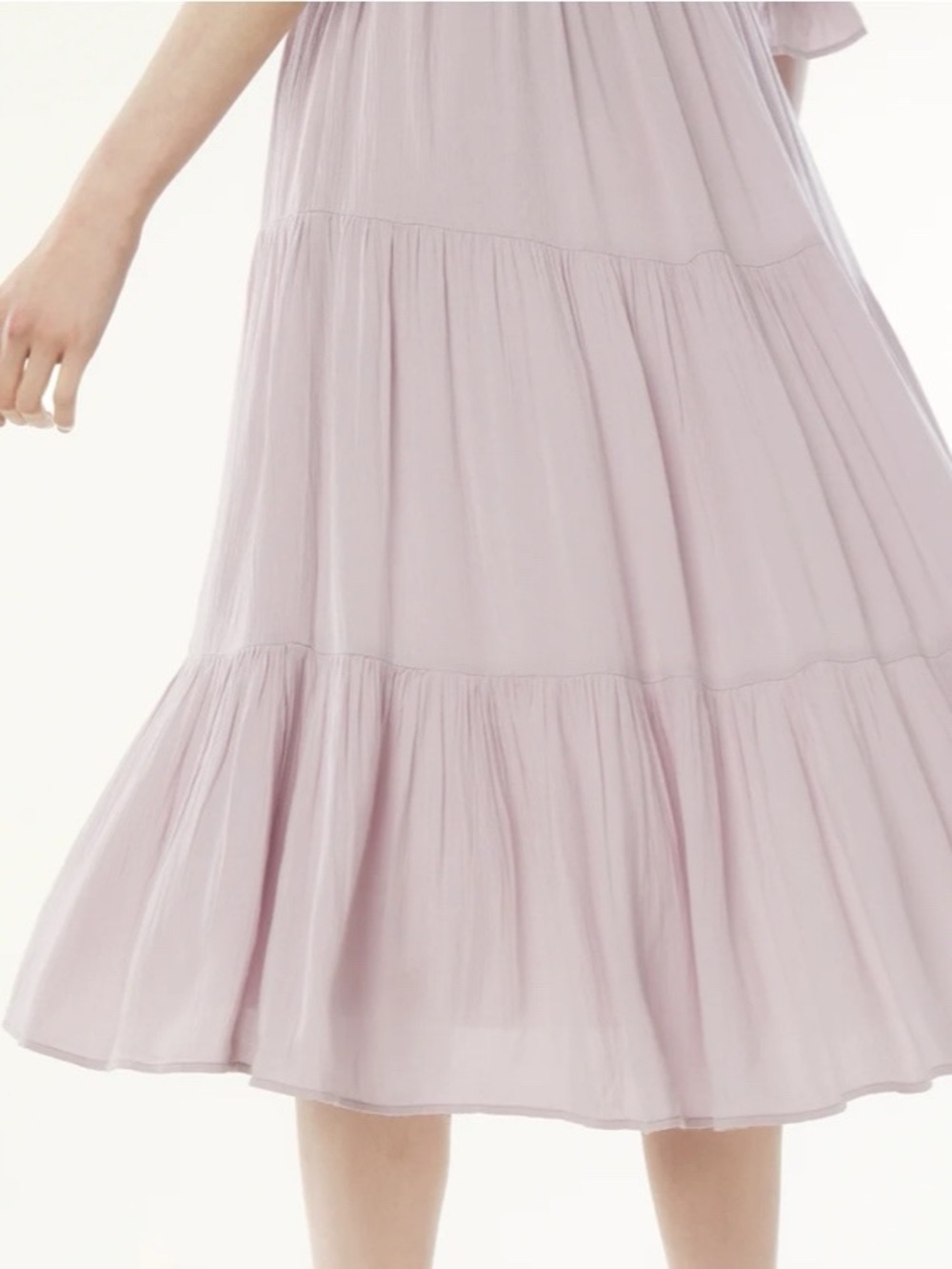 OAK + FORT Smocked Midi Dress Size XS Purple Pastel Tiered Ruffles Wedding Guest - Picture 3 of 10